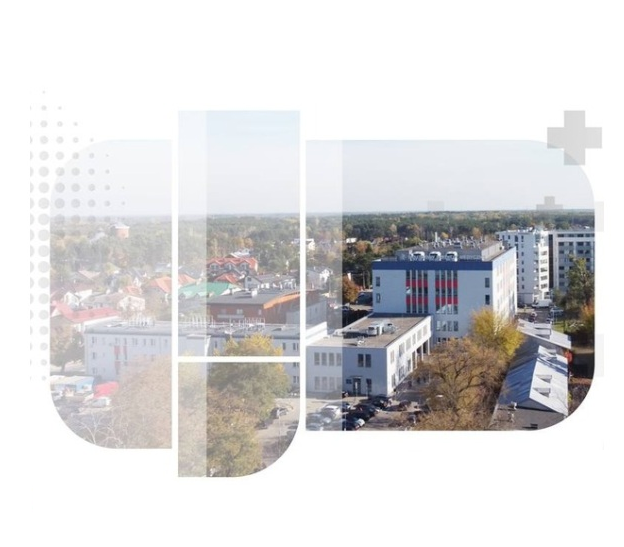 Kolaż zdjęć budynku szpitala w Legionowie.